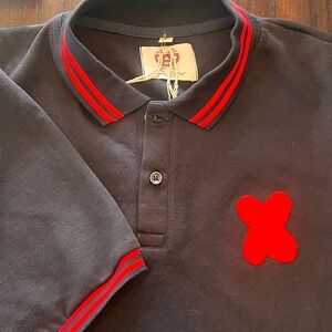 Mens‎ Psycho Bunny Polo Shirt Black Red  Casual Short Sleeve  Rare limited